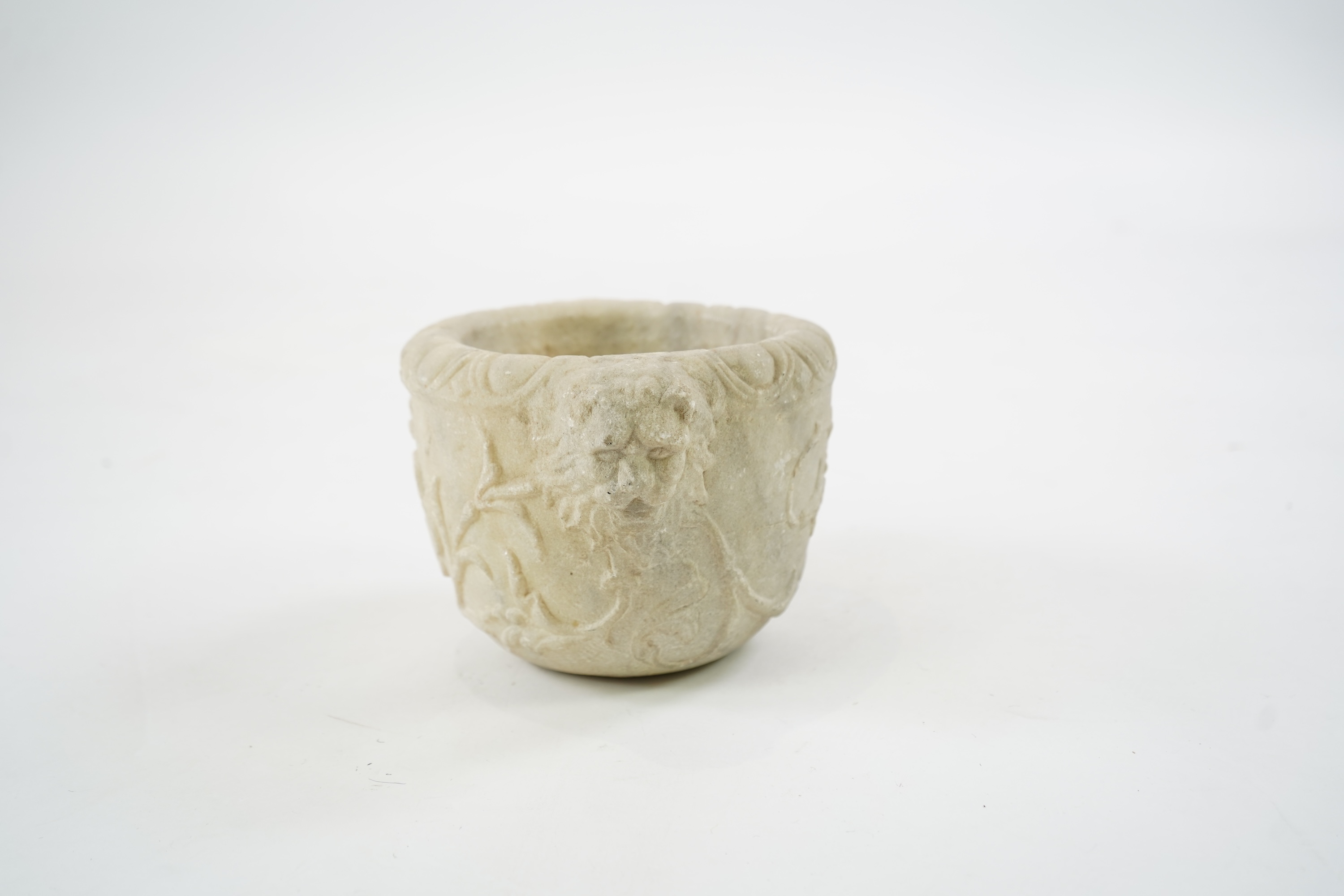 A sculpted limestone mortar, Southern France, 17th century